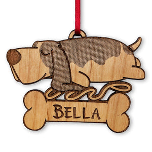 PET GIFTS Basset Hound Pet Ornament for Christmas Holiday Gift Idea Pets Birthday Present Personalized Dog Rustic Engraved Puppy Gifts Custom Rescue