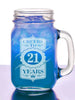 BIRTHDAY GIFTS 21st Birthday Gift for Her, Him 16 Oz Mason Jar Cheers to 21 Years Design Mug Personalized Laser Etched for College Celebration, Party