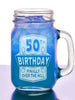 BIRTHDAY GIFTS 50th Birthday Finally Over The Hill 16Oz Mason Jar Present Laser Engraved Funny Gag Mug Gift Idea for Dad for Mom from Kids Son Daughter