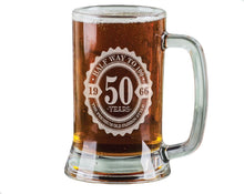 BIRTHDAY GIFTS 50th Birthday Half way to 100 16Oz Beer Stein Mug Engraved Gift Idea Etched Daddy Pop Birthday Present Uncle for Him Funny Bifthday Gift