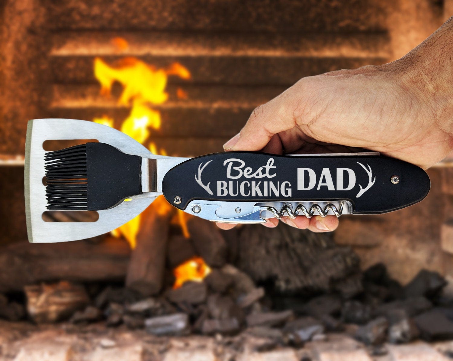BIRTHDAY GIFTS Best Bucking Dad Personalized Grilling Tools Kit BBQ Custom Grill Set for Dad Papa Fathers Day Country Wedding Father of Groom Barbecue Gift