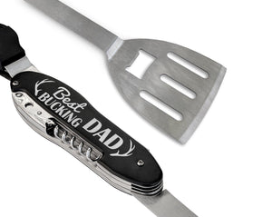 BIRTHDAY GIFTS Best Bucking Dad Personalized Grilling Tools Kit BBQ Custom Grill Set for Dad Papa Fathers Day Country Wedding Father of Groom Barbecue Gift