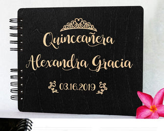 BIRTHDAY GIFTS Black 8.5 x 7 / 80 Pages Ivory Blank Quinceanera Favor Gift Centerpiece for Guests 15th Birthday Party Decoration Custom Mis Quince Decor Guestbook Sign in for Sister for guests