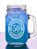 BIRTHDAY GIFTS Half Way To 100 50th Birthday Gift for Him Her 16 Oz Mason Jar Anniversary 50 Years Vintage with Date Design Mug Present for Husband, Wife