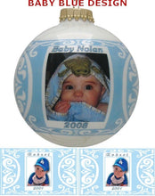CHRISTMAS ORNAMENTS Baby Blue Personalized Bohemian Glass Ball Photo Ornament