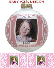 CHRISTMAS ORNAMENTS Baby Pink Personalized Bohemian Glass Ball Photo Ornament
