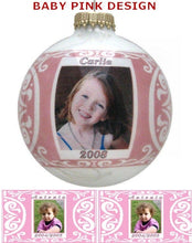 CHRISTMAS ORNAMENTS Baby Pink Personalized Glass Photo Ball Ornament