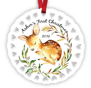 CHRISTMAS ORNAMENTS Babys First Christmas Ornament 2020, Personalized Christmas Ornaments, Deer Ornament, Babys 1st Christmas  Girl Boy Cute Customized Name