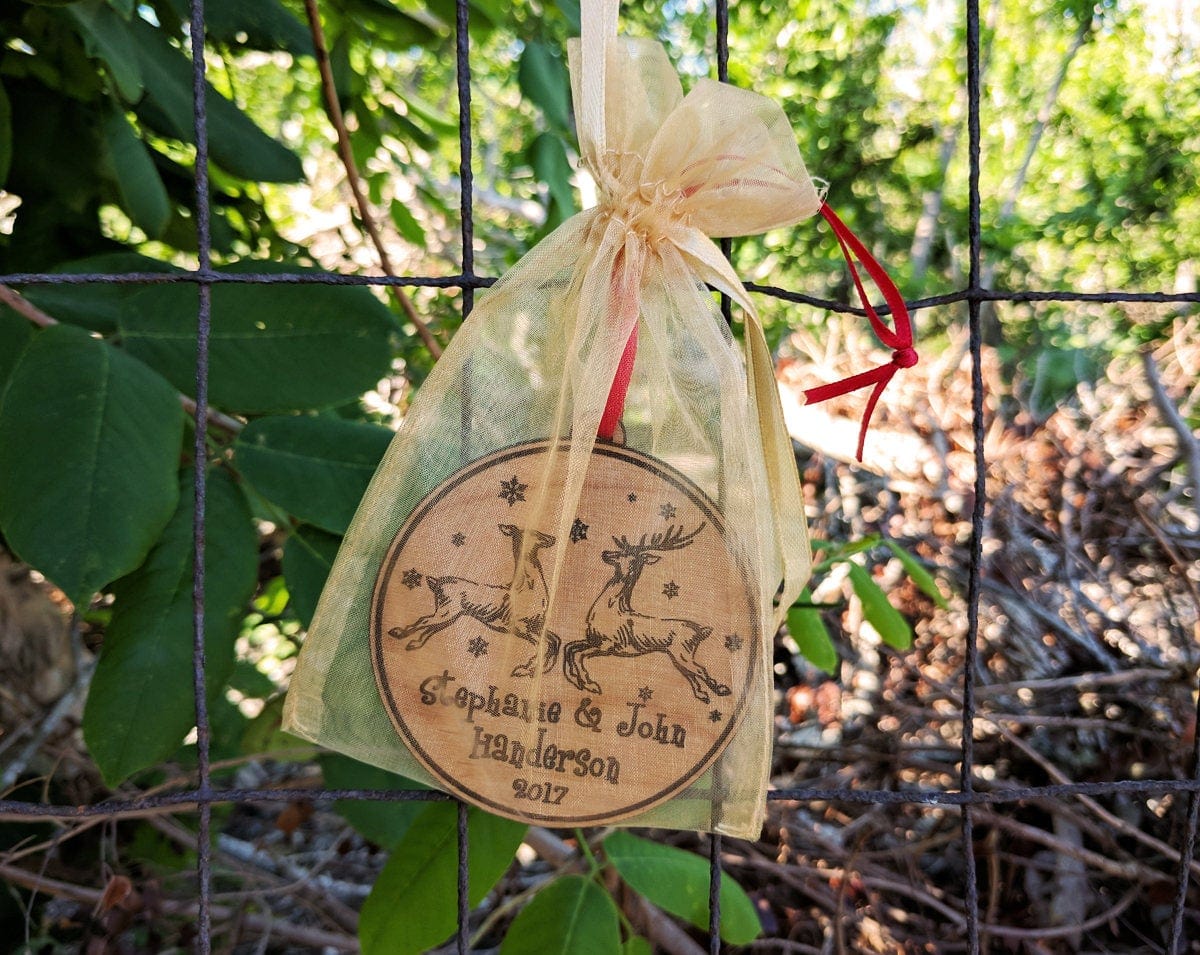 CHRISTMAS ORNAMENTS Buck Doe Couples Personalized Christmas Wood Ornament Holiday Tree Decoration Our First Christmas Together Gift Wedding Bride Groom Country
