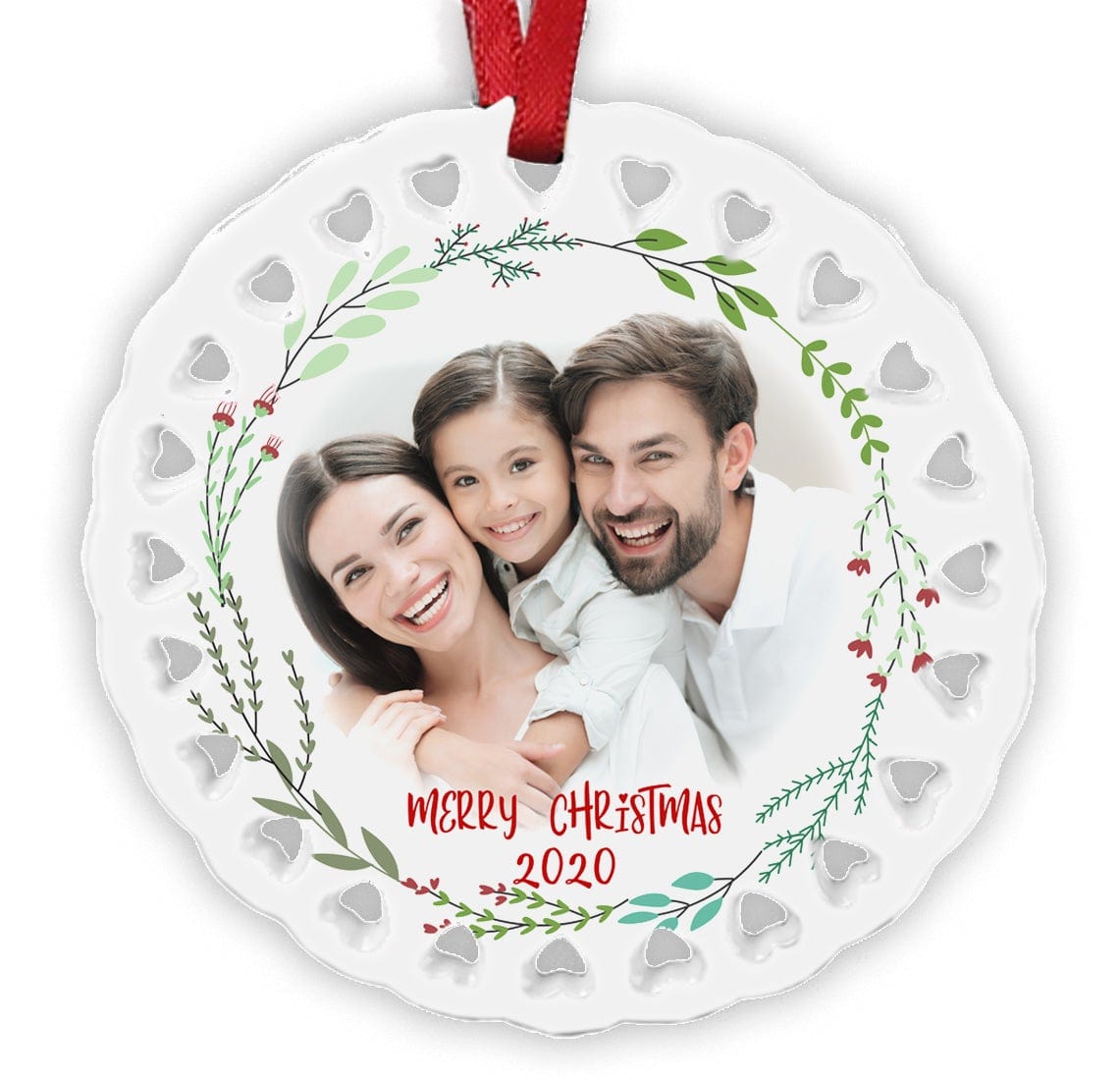 CHRISTMAS ORNAMENTS Ceramic Photo Christmas Ornament 2022 With Cute Holiday Border