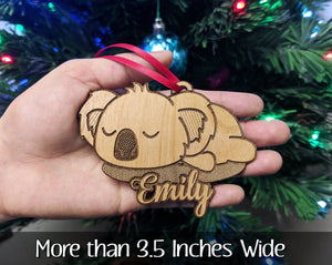 CHRISTMAS ORNAMENTS Christmas Ornament Sleeping Baby Koala Bear Wild Animal Lover Holiday Gift for Babys First Childs Present Idea Adult Stocking Stuffer Custom