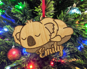 CHRISTMAS ORNAMENTS Christmas Ornament Sleeping Baby Koala Bear Wild Animal Lover Holiday Gift for Babys First Childs Present Idea Adult Stocking Stuffer Custom