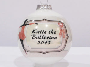CHRISTMAS ORNAMENTS Custom Ballerina Christmas Ornament  -  Pink and White Elgantly Personalized for Ballerinas