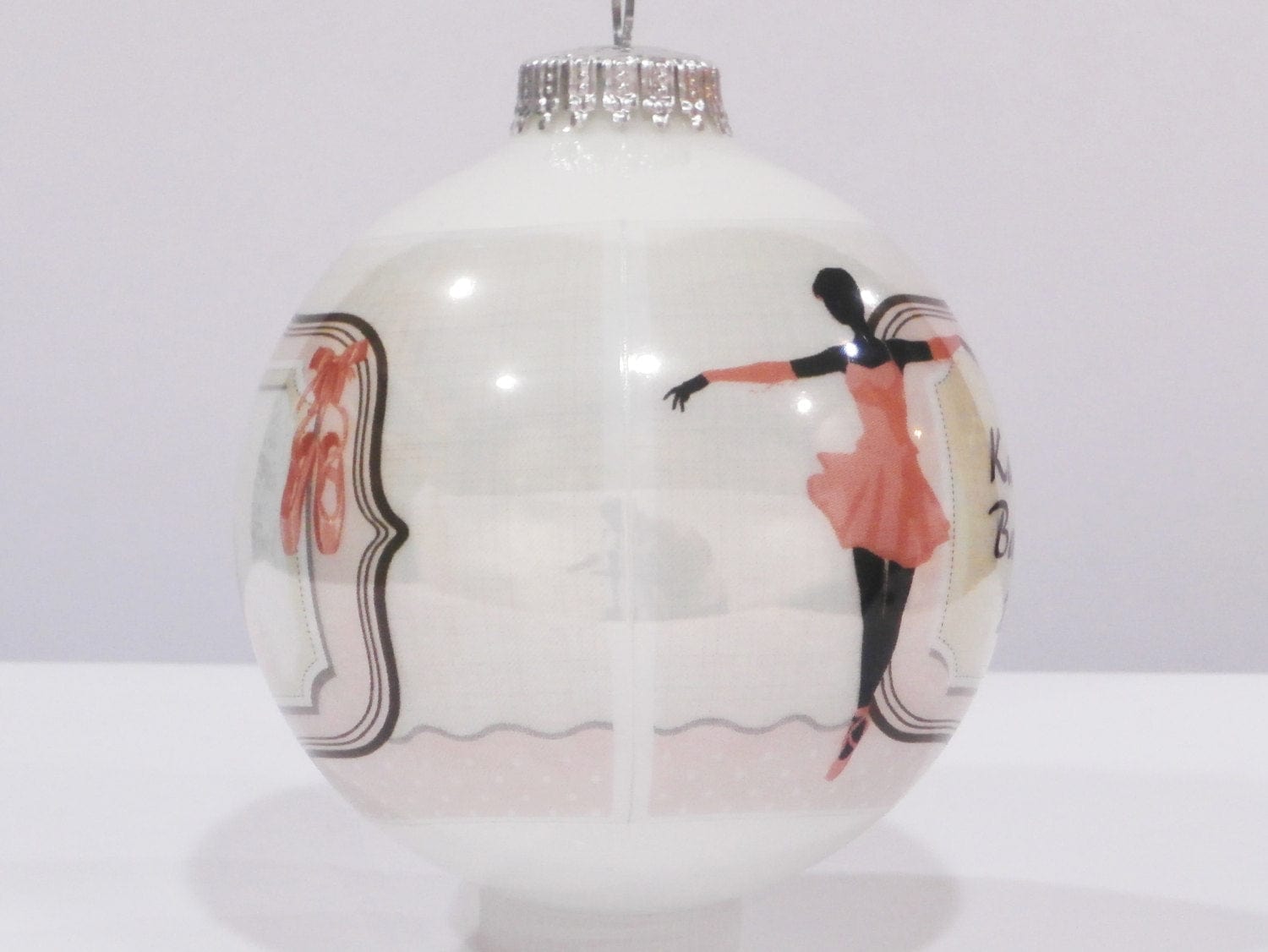 CHRISTMAS ORNAMENTS Custom Ballerina Christmas Ornament  -  Pink and White Elgantly Personalized for Ballerinas
