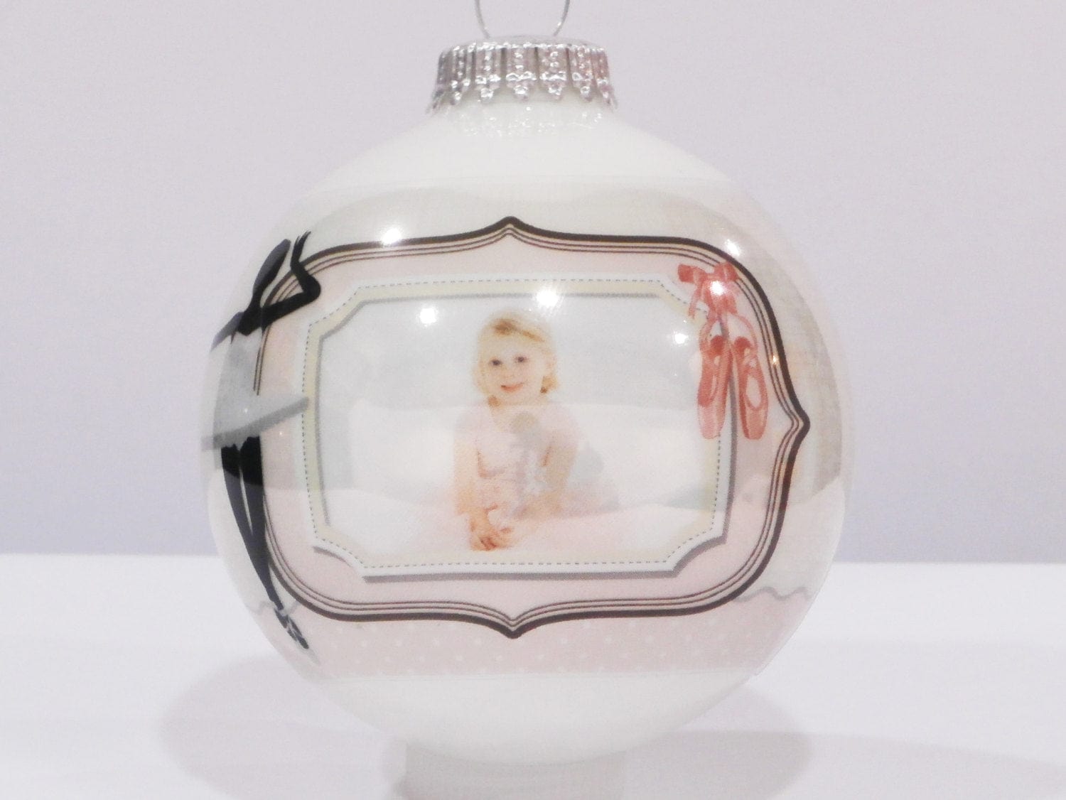 CHRISTMAS ORNAMENTS Custom Ballerina Christmas Ornament  -  Pink and White Elgantly Personalized for Ballerinas
