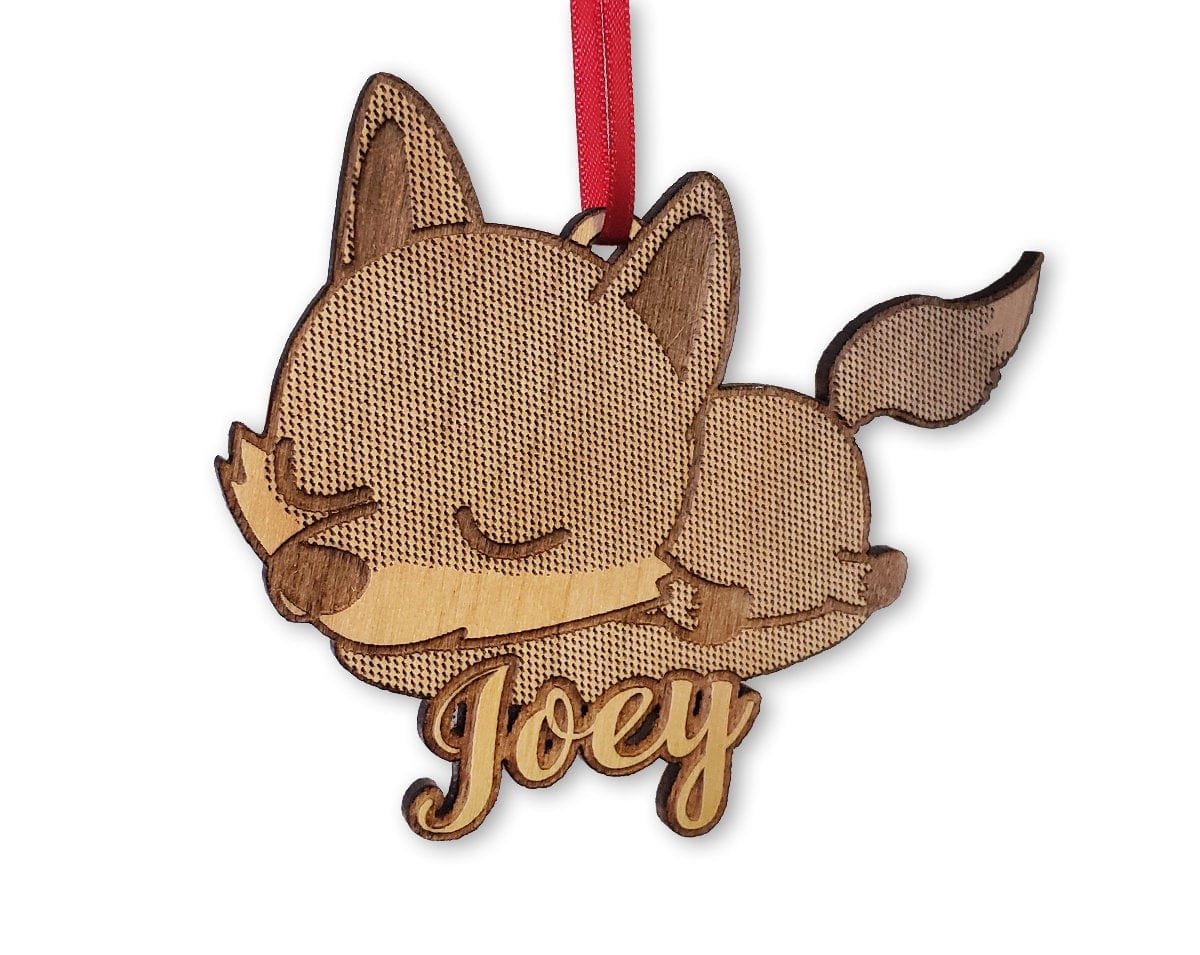 CHRISTMAS ORNAMENTS Custom Fox Ornament Animal Pet Cute Wood Engraved Birthday Gift for Kids Childs Gift for Christmas Girl Boy Stocking Stuffer Present Idea