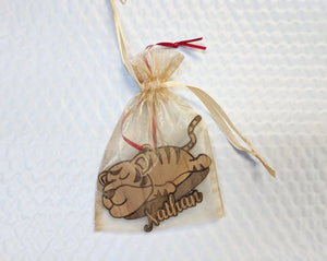 CHRISTMAS ORNAMENTS Custom Jungle Cat Tiger Engraved with Name Wood Ornament Wildlife Lion Lover Baby Shower Themed Gift Birthday Gift for Daughter Personalized