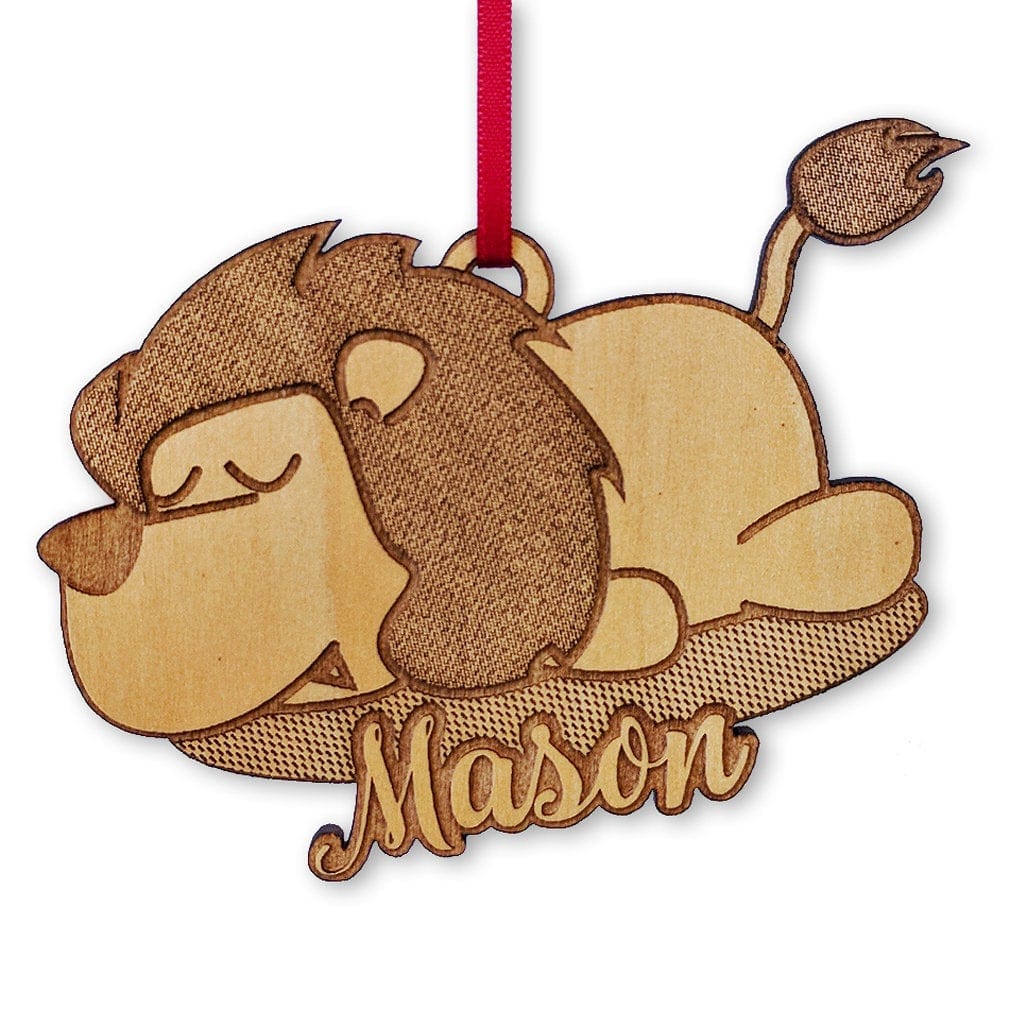 CHRISTMAS ORNAMENTS Custom Lion Christmas Ornament Personalized Gift for Girls Boys Birthday Present Idea Wild Animal Rustic Holiday Decoration Babys First Gift