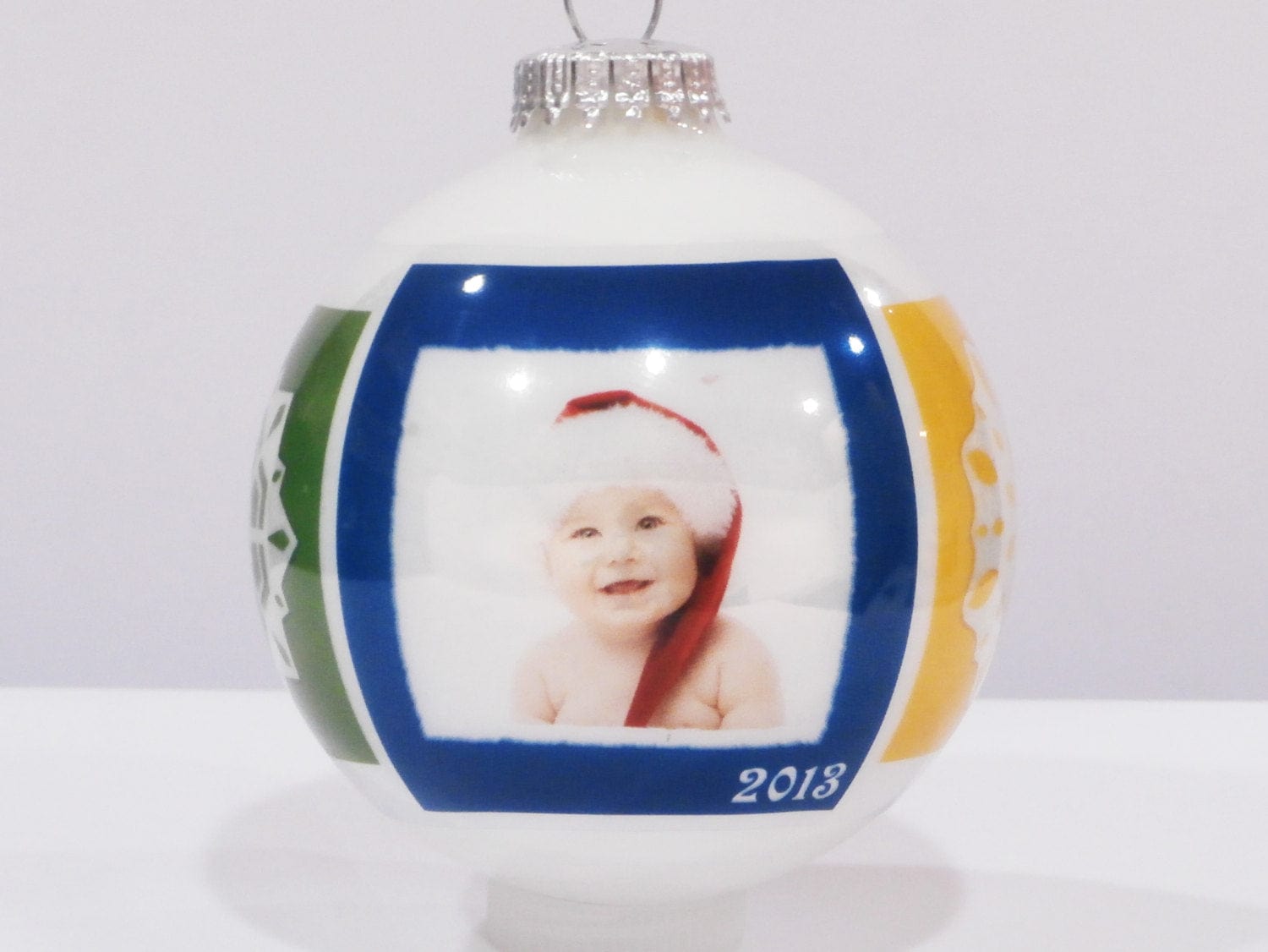 Custom Photo Snowflake Christmas Ornament  -  Contemporary Design Modern and Cute