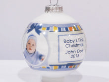 CHRISTMAS ORNAMENTS Cute Baby Blue Design with Personalized  Photo - Baby's First Christmas Ornament