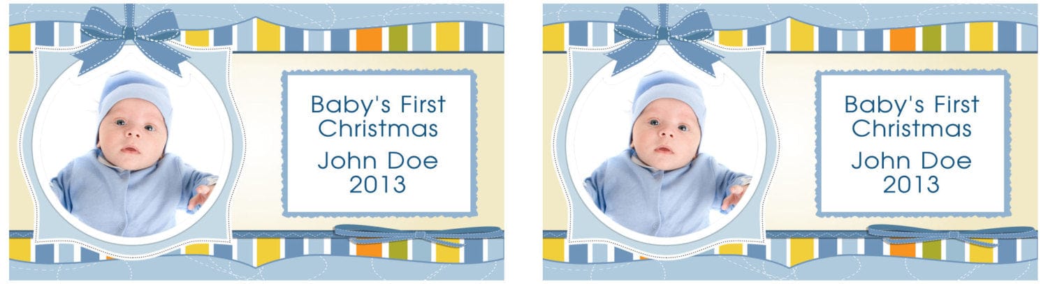 CHRISTMAS ORNAMENTS Cute Baby Blue Design with Personalized  Photo - Baby's First Christmas Ornament