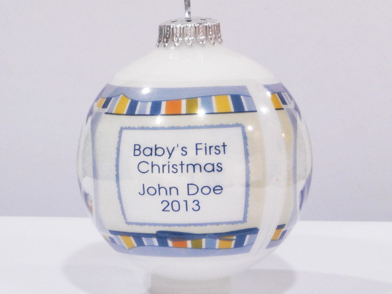 CHRISTMAS ORNAMENTS Cute Baby Blue Design with Personalized  Photo - Baby's First Christmas Ornament