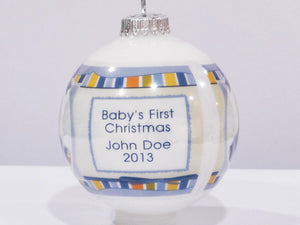 CHRISTMAS ORNAMENTS Cute Baby Blue Design with Personalized  Photo - Baby's First Christmas Ornament