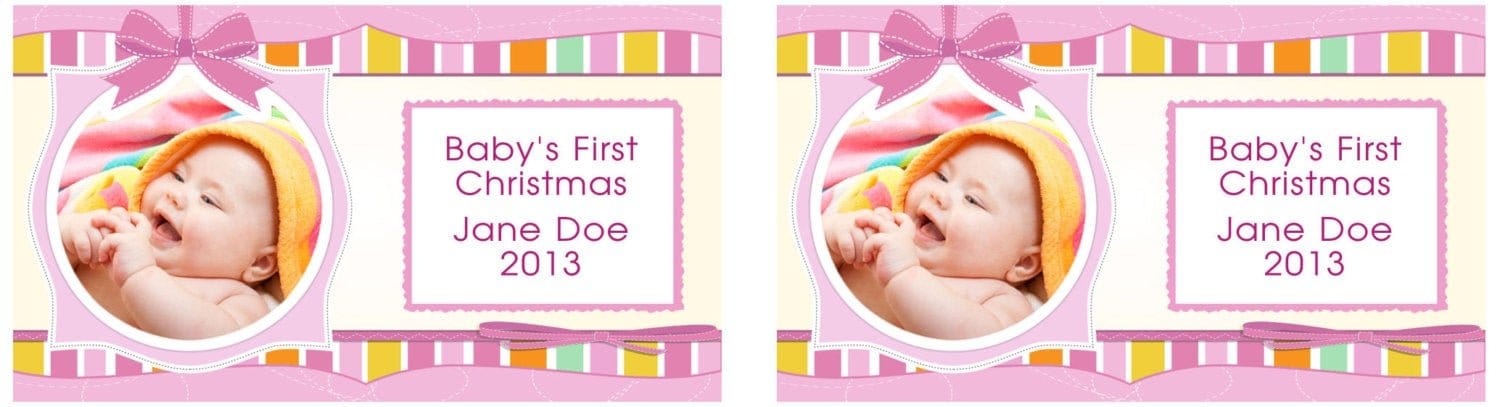 CHRISTMAS ORNAMENTS Cute Baby Pink Design with Personalized  Photo - Baby's First Christmas Ornament