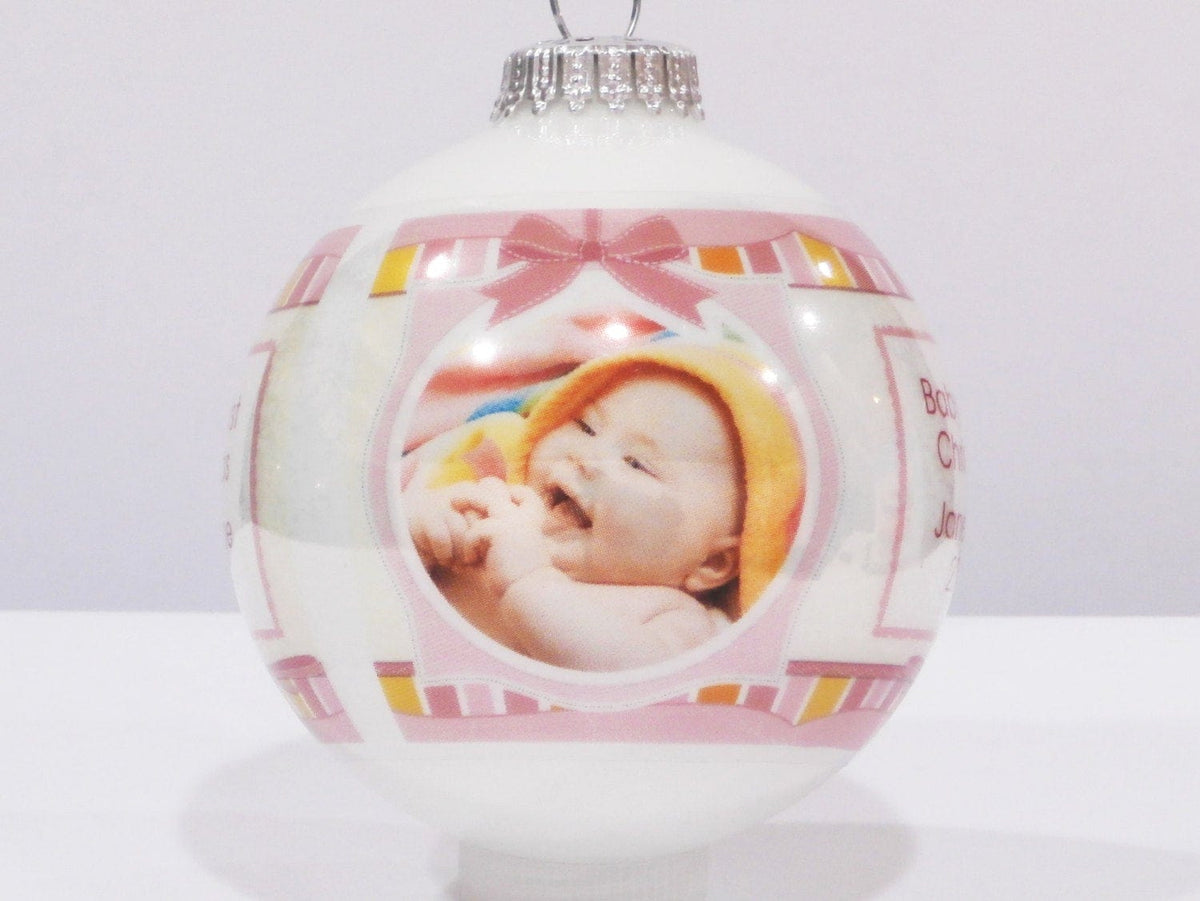 CHRISTMAS ORNAMENTS Cute Baby Pink Design with Personalized  Photo - Baby's First Christmas Ornament