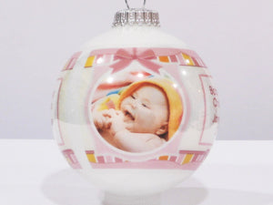 CHRISTMAS ORNAMENTS Cute Baby Pink Design with Personalized  Photo - Baby's First Christmas Ornament