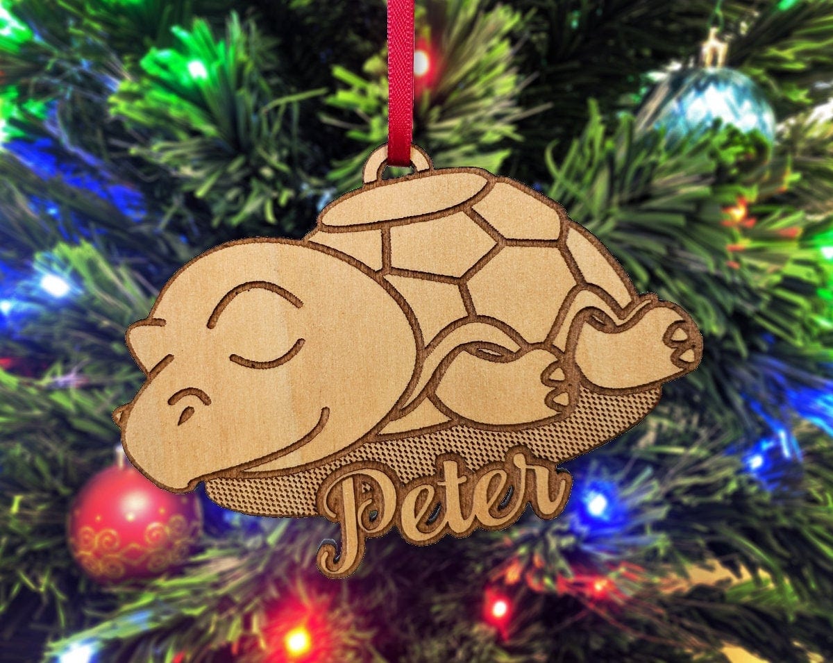 CHRISTMAS ORNAMENTS Cute Sleeping Sea Turtle Custom Ocean Sealife Ornament Beach Christmas Decor Kids Birthday Turtle Theme Decoration for Her Him Mom Dad Gift
