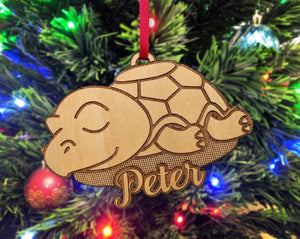 CHRISTMAS ORNAMENTS Cute Sleeping Sea Turtle Custom Ocean Sealife Ornament Beach Christmas Decor Kids Birthday Turtle Theme Decoration for Her Him Mom Dad Gift