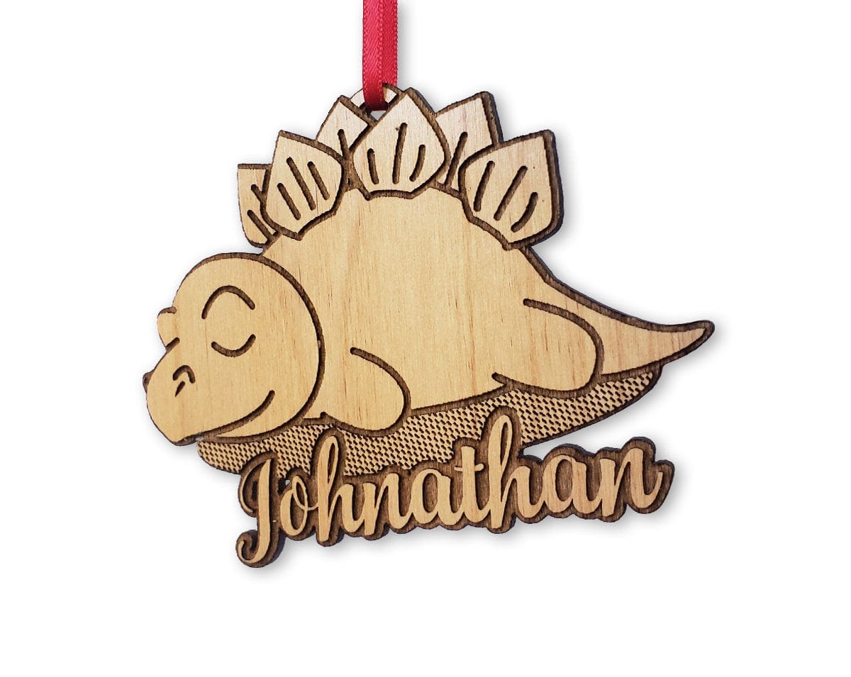 CHRISTMAS ORNAMENTS Dinosaur Boys First Birthday Ornament Gift Custom Girls Dino Party Decor Engraved Wood Christmas Tree Ornament Prehistoric Son Holiday Gift
