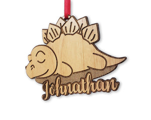 CHRISTMAS ORNAMENTS Dinosaur Boys First Birthday Ornament Gift Custom Girls Dino Party Decor Engraved Wood Christmas Tree Ornament Prehistoric Son Holiday Gift