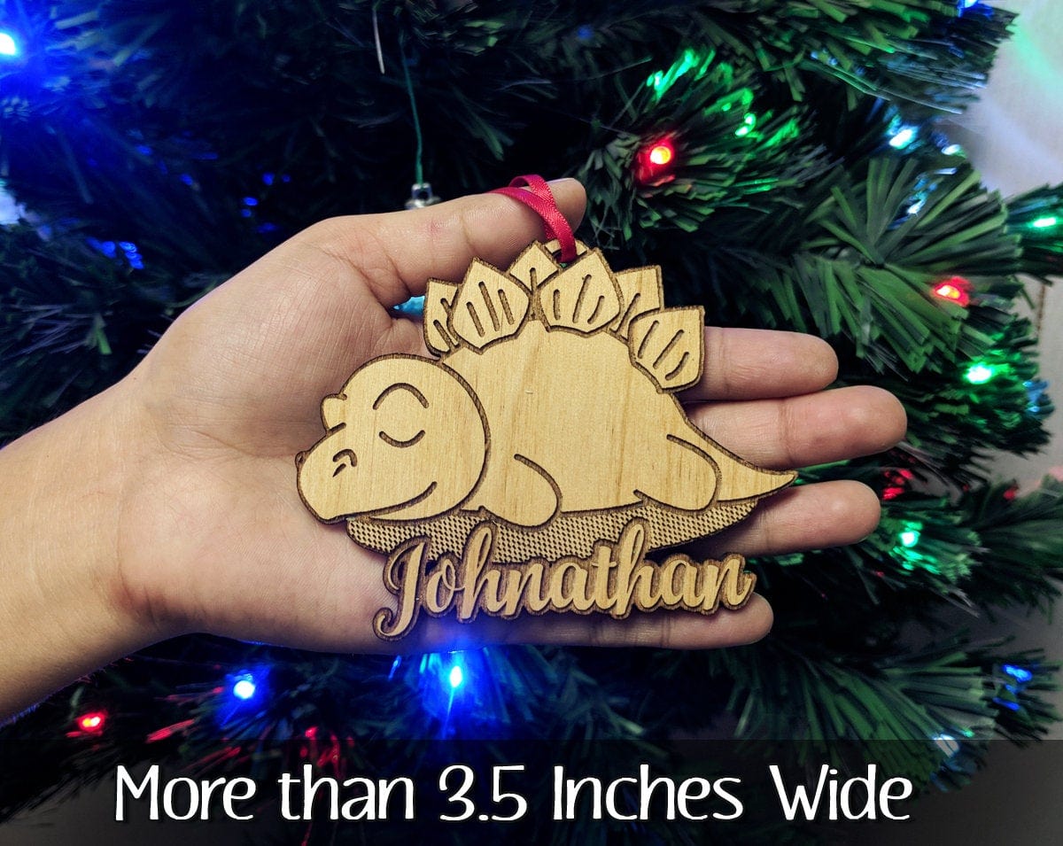 CHRISTMAS ORNAMENTS Dinosaur Boys First Birthday Ornament Gift Custom Girls Dino Party Decor Engraved Wood Christmas Tree Ornament Prehistoric Son Holiday Gift