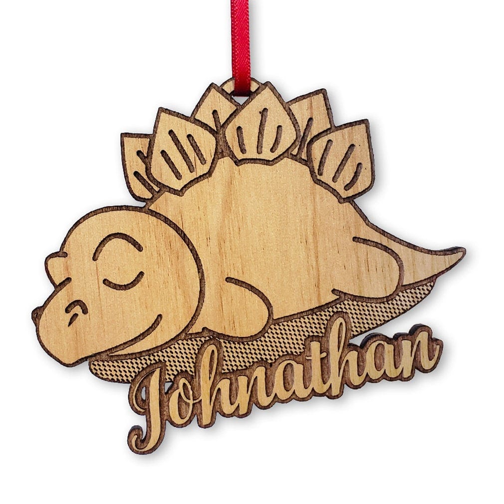 CHRISTMAS ORNAMENTS Dinosaur Boys First Birthday Ornament Gift Custom Girls Dino Party Decor Engraved Wood Christmas Tree Ornament Prehistoric Son Holiday Gift