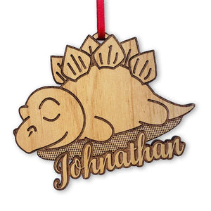 CHRISTMAS ORNAMENTS Dinosaur Boys First Birthday Ornament Gift Custom Girls Dino Party Decor Engraved Wood Christmas Tree Ornament Prehistoric Son Holiday Gift
