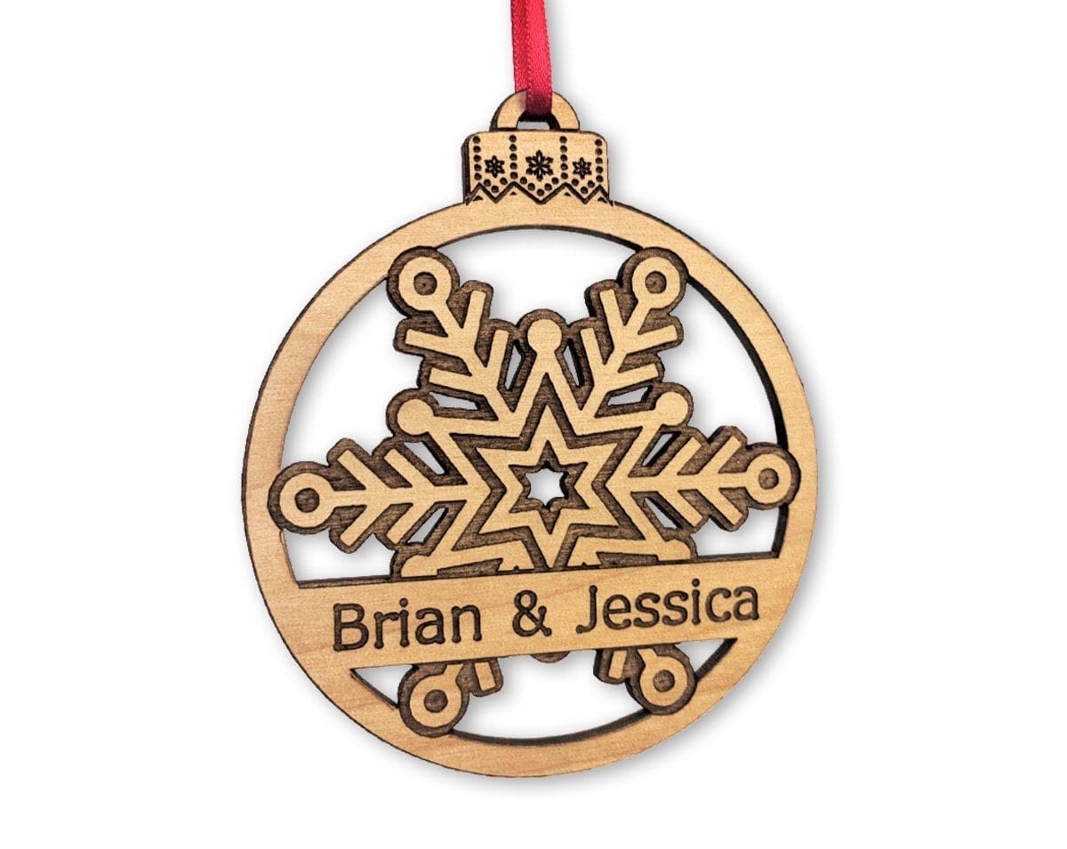 CHRISTMAS ORNAMENTS First Christmas Together Snowflake Couples Ornament Just Married Newlyweds Mr Mrs Gift Wood Anniversary Custom Tree Holiday Decor Present