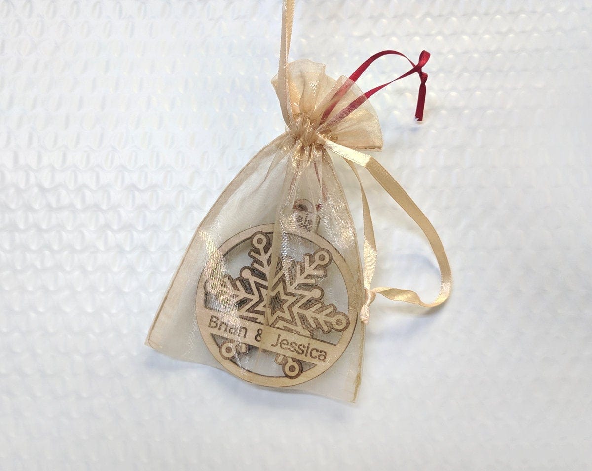 CHRISTMAS ORNAMENTS First Christmas Together Snowflake Couples Ornament Just Married Newlyweds Mr Mrs Gift Wood Anniversary Custom Tree Holiday Decor Present