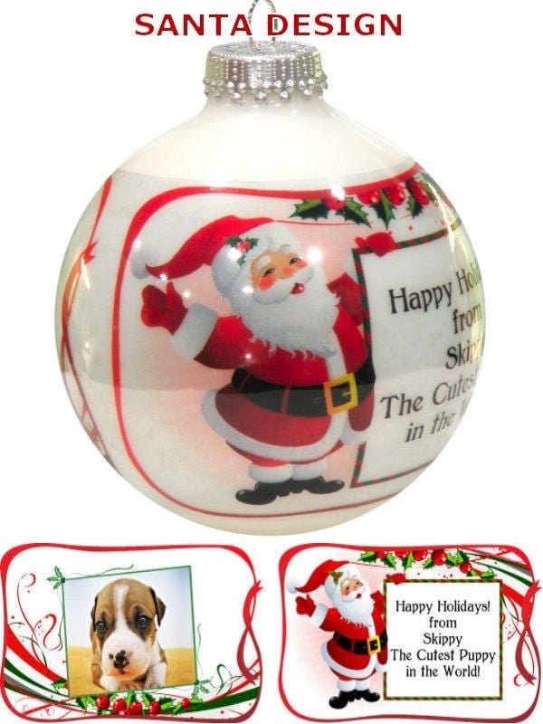 CHRISTMAS ORNAMENTS Fun Santa Personalized Glass Photo Ball Ornament