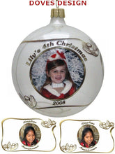 CHRISTMAS ORNAMENTS Golden Doves Personalized Glass Photo Ball Ornament
