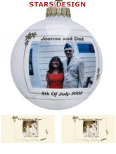 CHRISTMAS ORNAMENTS Golden Stars Personalized Bohemian Glass Ball Photo Ornament