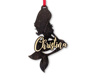 CHRISTMAS ORNAMENTS Mermaid Christmas Ornament Personalized Customized Wood Mermaid Decor Birthday Christmas Party Gift for Women Girls Love Mermaids at Heart