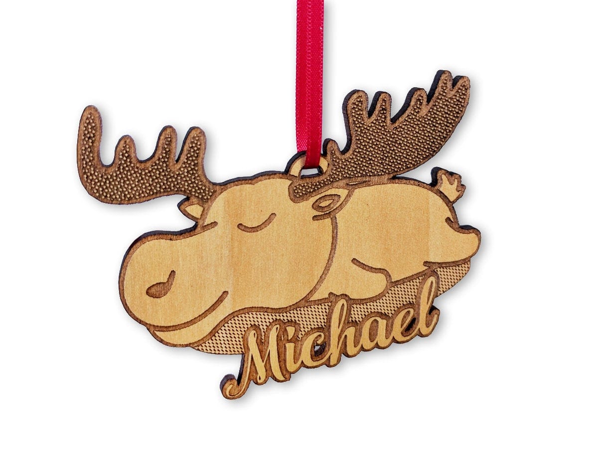 CHRISTMAS ORNAMENTS Moose Custom Wooden Holiday Ornament Gift Country Rustic Decor Birthday Gift for Mom Dad Animal Christmas Tree Trinket for Sibling Kids Gift