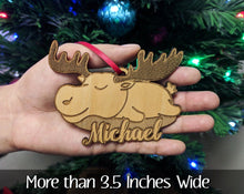 CHRISTMAS ORNAMENTS Moose Custom Wooden Holiday Ornament Gift Country Rustic Decor Birthday Gift for Mom Dad Animal Christmas Tree Trinket for Sibling Kids Gift