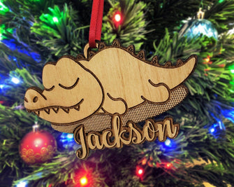 CHRISTMAS ORNAMENTS Personalized Alligator Christmas Ornament Crocodile Birthday Gift for Son Daughter Kids First Ornament Custom Engraved Wood Baby Tree Decor