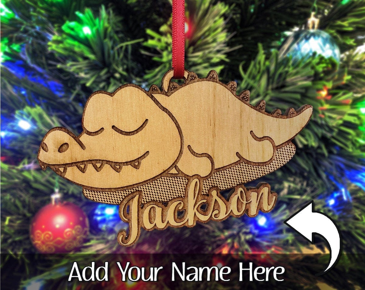 CHRISTMAS ORNAMENTS Personalized Alligator Christmas Ornament Crocodile Birthday Gift for Son Daughter Kids First Ornament Custom Engraved Wood Baby Tree Decor