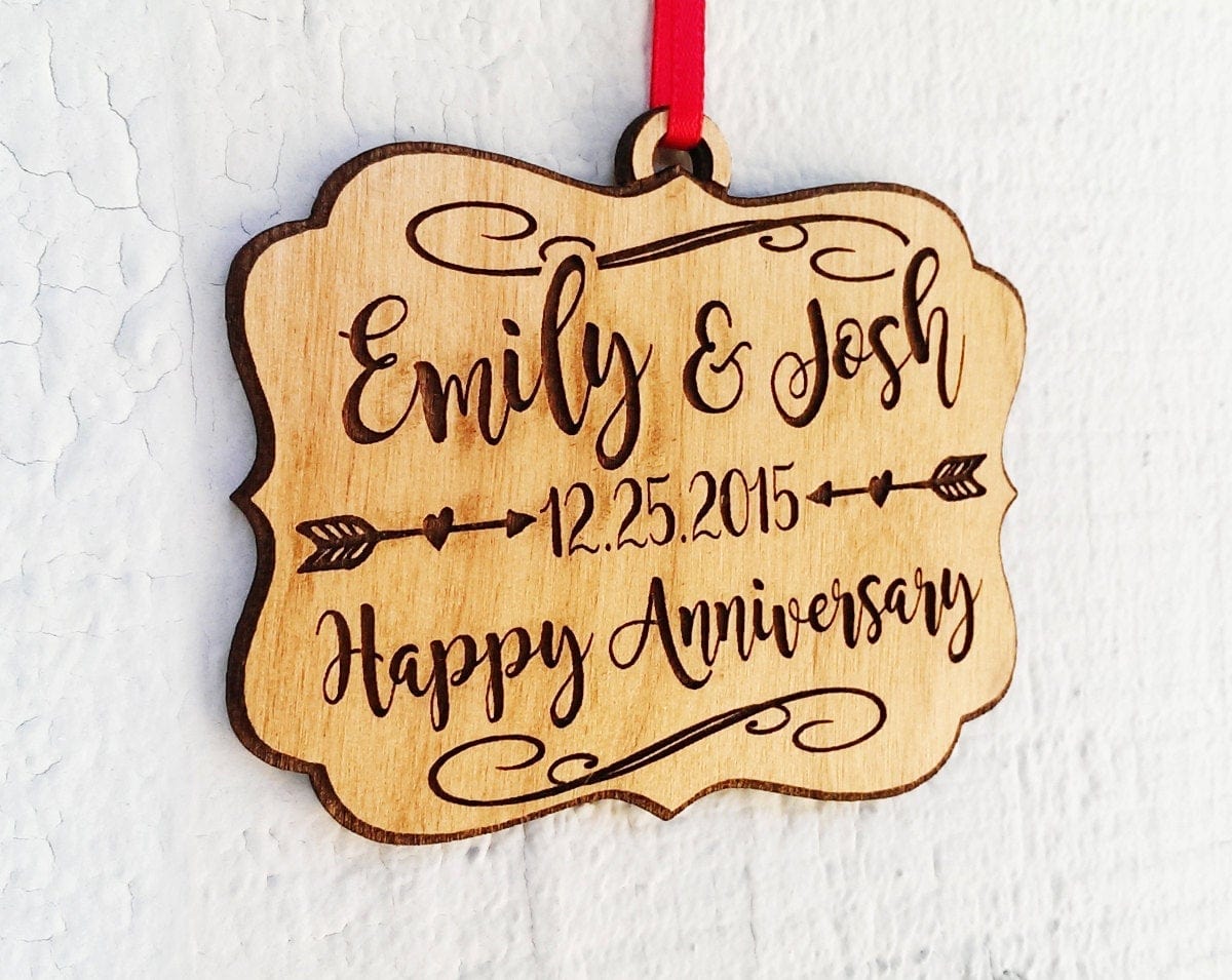 CHRISTMAS ORNAMENTS Personalized Christmas Anniversary Ornament Couples Anniversary Celebration Present Our First Christmas Mr. Mrs. Gift for Husband Wife