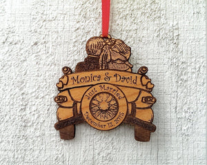 CHRISTMAS ORNAMENTS Personalized Just Married Ornament with Date Names Wedding Car Ornament Gift Wedding Gift Our First Christmas Gift Couples Newlywed Bride