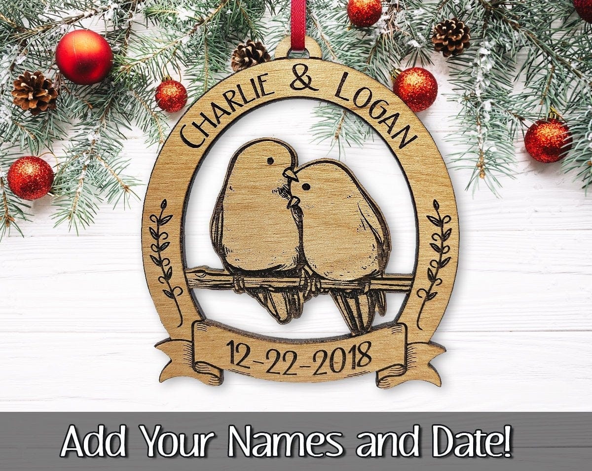 CHRISTMAS ORNAMENTS Personalized Love Birds Couples Christmas Tree Decor Gift Anniversary Gifts Mr Mrs Wedding Shower Newlyweds First Christmas Ornament for Her